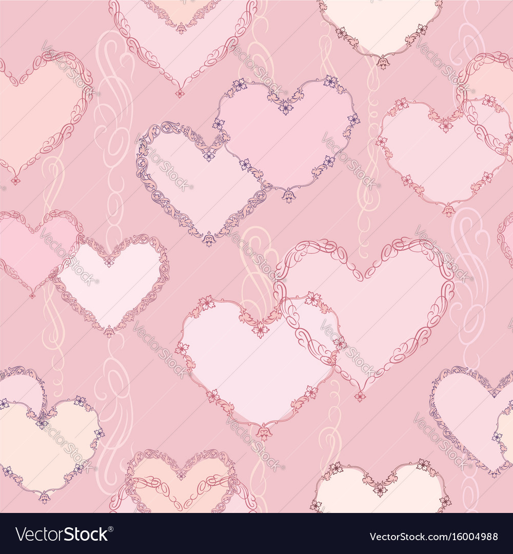 Line art lve hearts seamless pattern valentine Vector Image