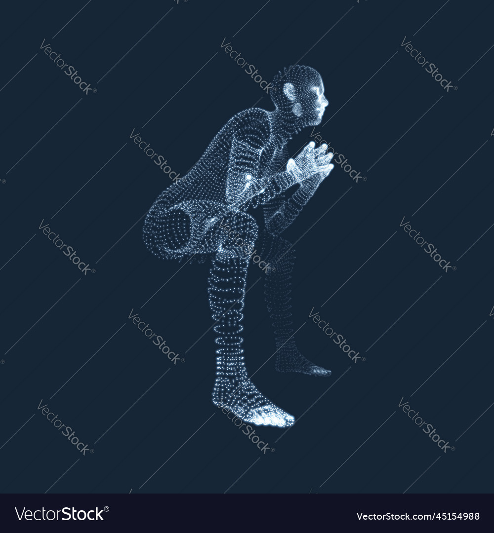 Man in a thinker pose 3d model of business vector image Man in a thinker pose 3d model of business