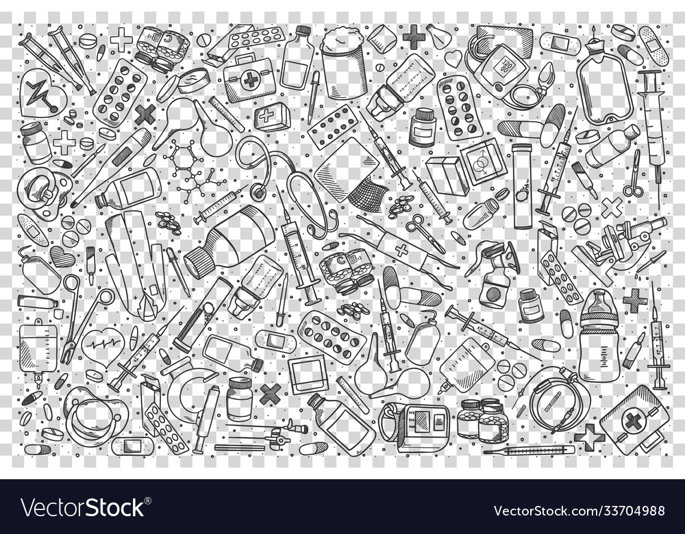 Pharmacy doodle set Royalty Free Vector Image - VectorStock