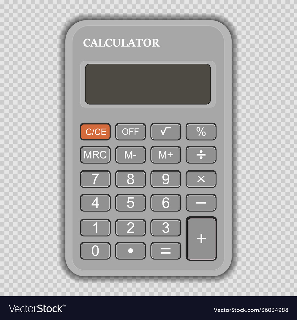 Realistic calculator gray isolated Royalty Free Vector Image