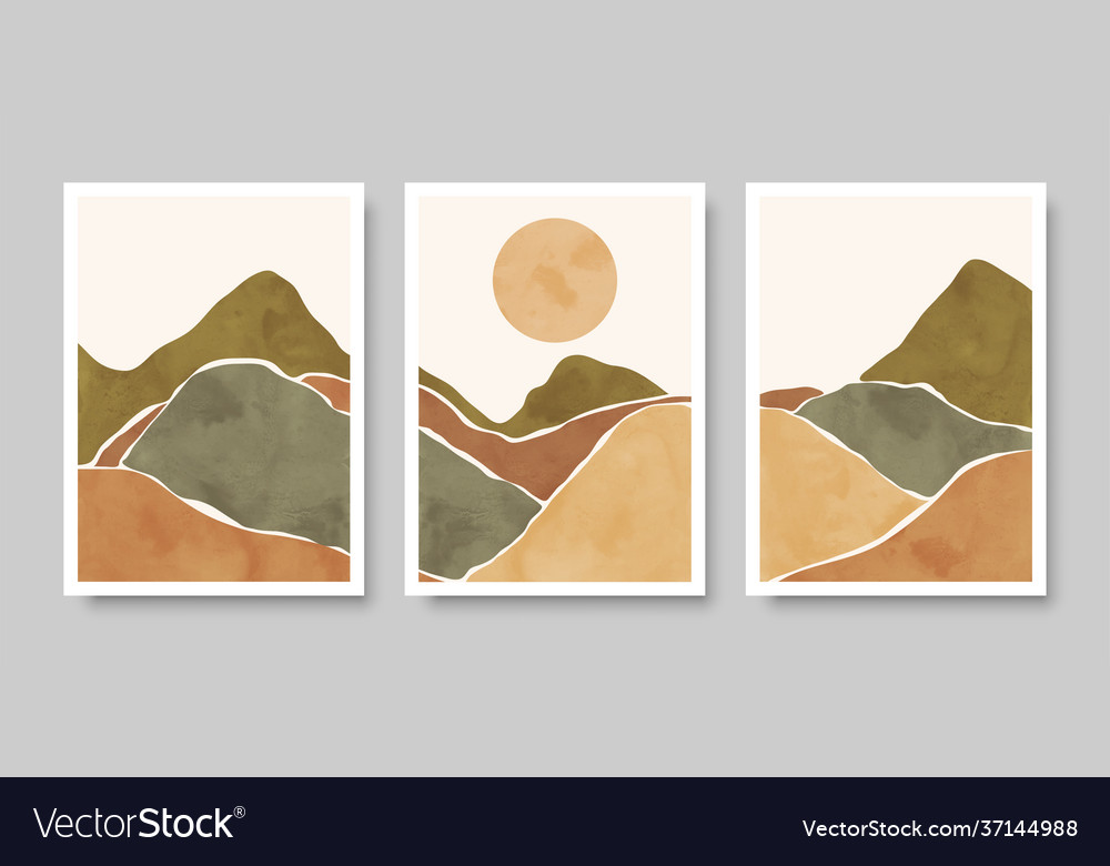 Trendy set minimalist landscape abstract vector image Trendy set minimalist landscape abstract