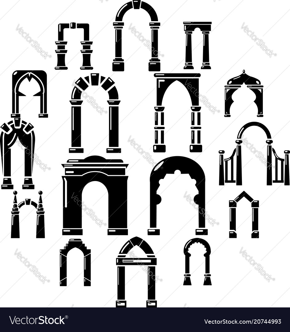 Arch types icons set simple style Royalty Free Vector Image