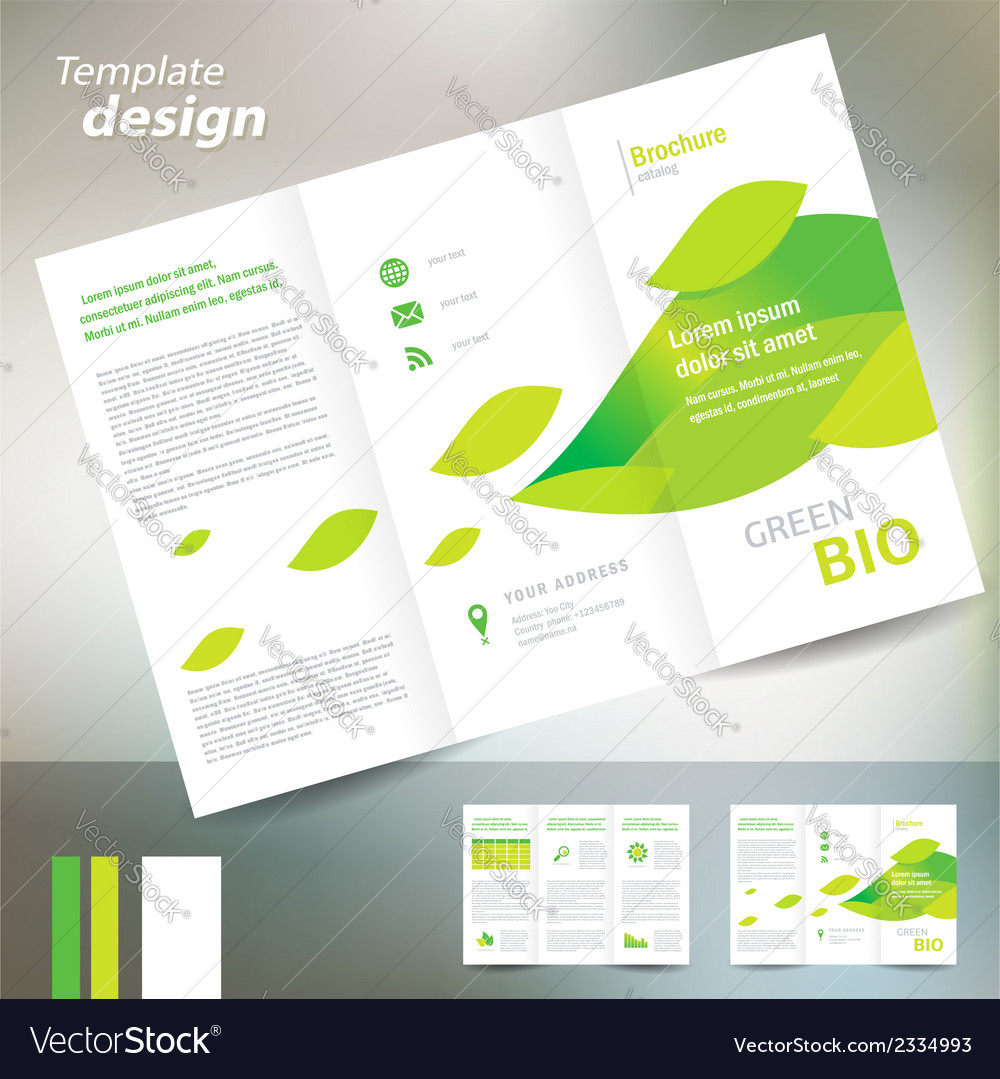 Brochure folder leaflet bio eco green leaf nature Vector Image Brochure folder leaflet bio eco green leaf nature Vector Image