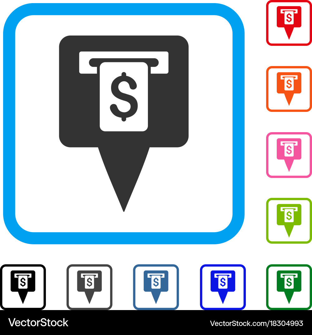 Cash machine map pointer framed icon Royalty Free Vector