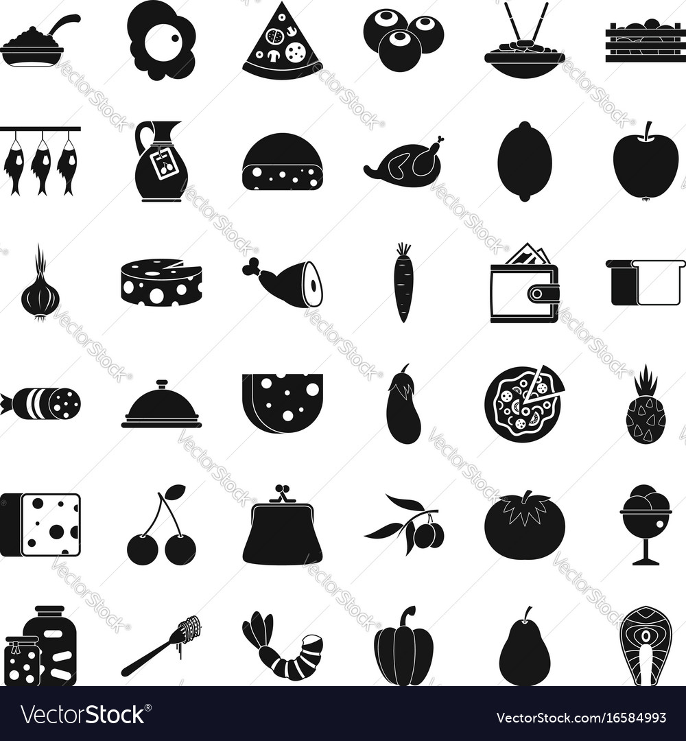 Cooking icons set simple style Royalty Free Vector Image