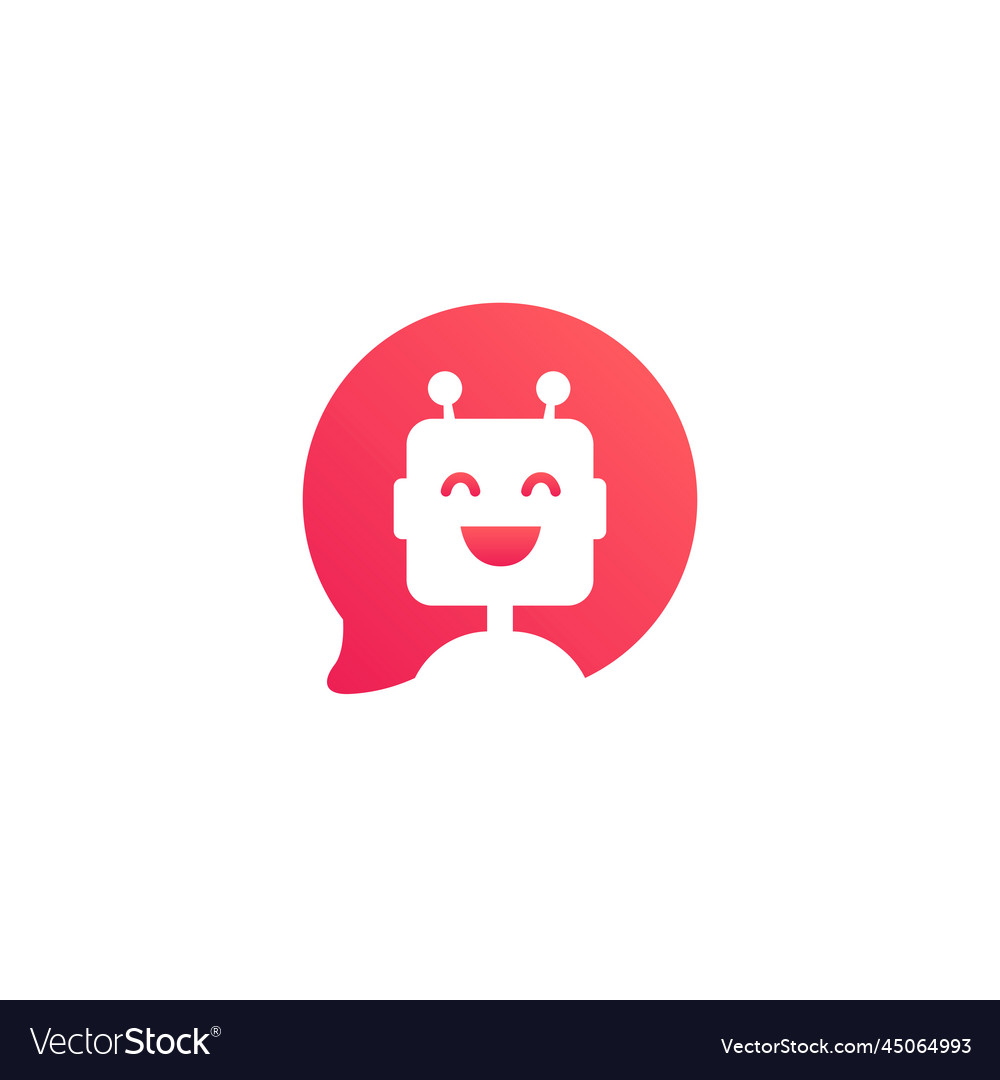 Cute smiling robot in red speech bubble vector image Cute smiling robot in red speech bubble