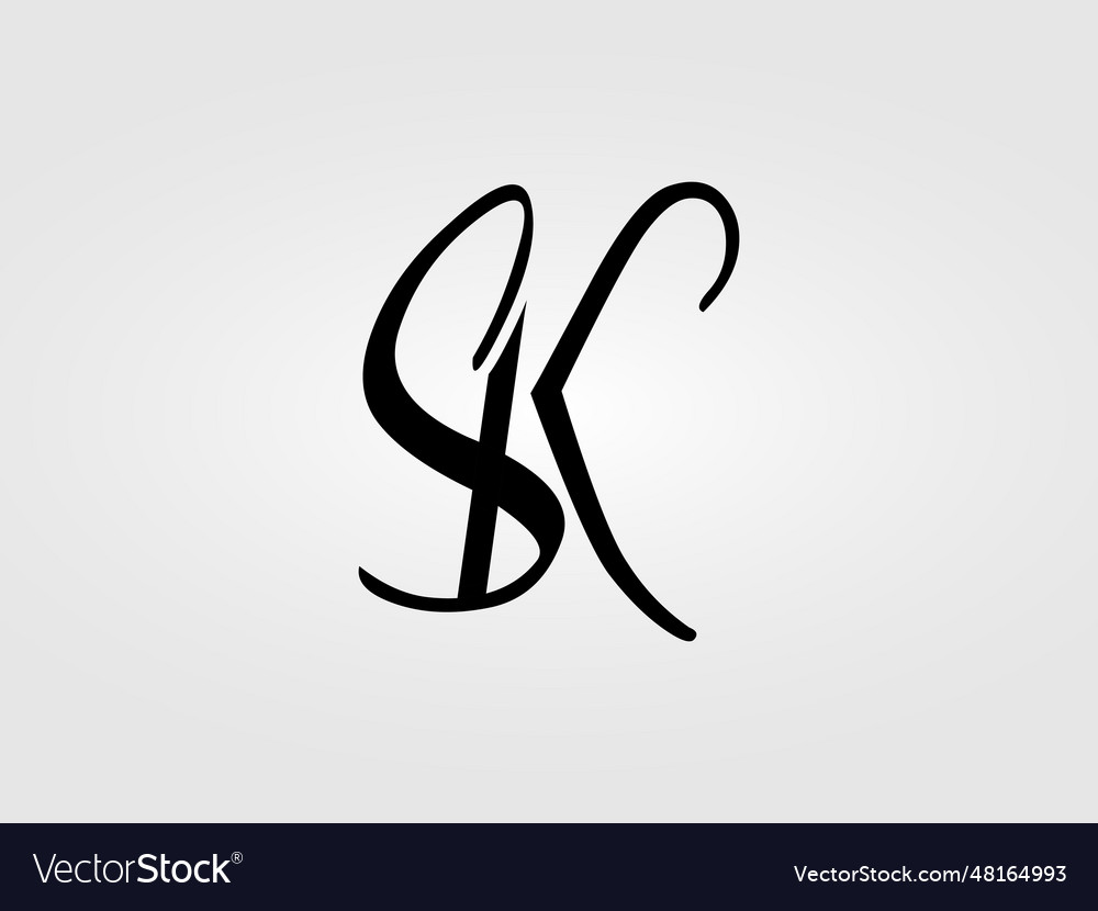 Initial sk letter logo design template monogram Vector Image