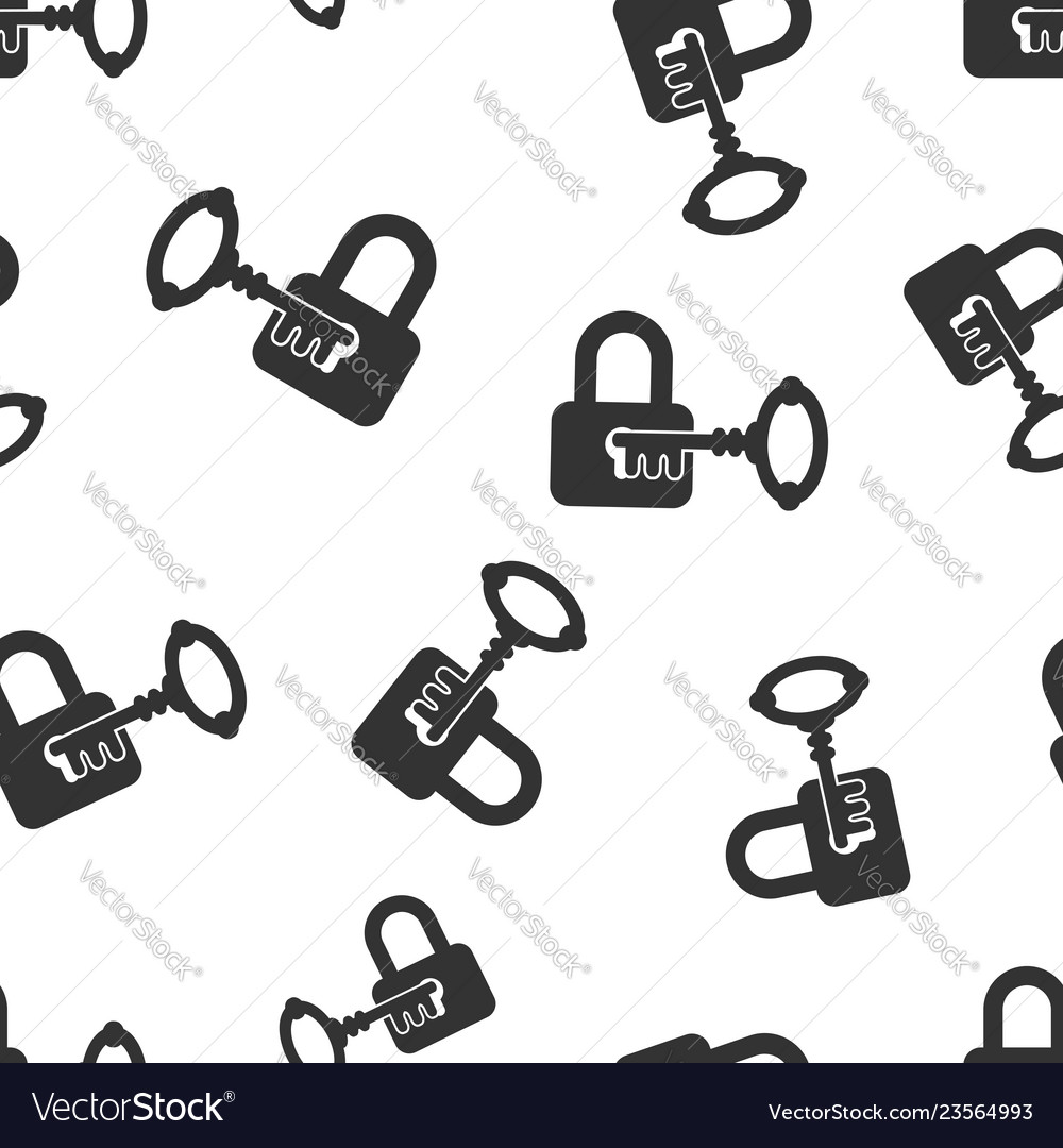 Key with padlock icon seamless pattern background