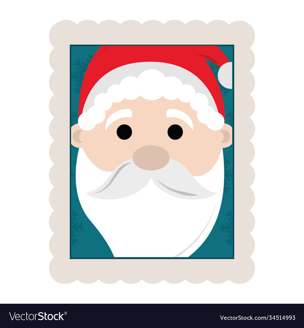 Merry christmas cute santa face decoration stamp Vector Image