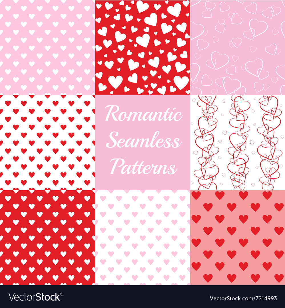 Seamless patterns with hearts