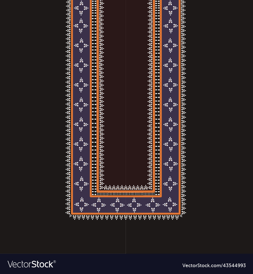 Traditional geometric ethnic embroidered neckline