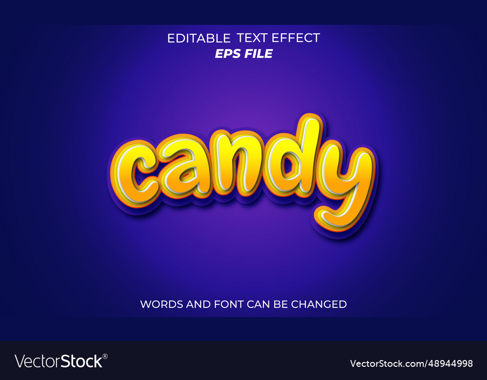 Candy editable text effect 3d font style use