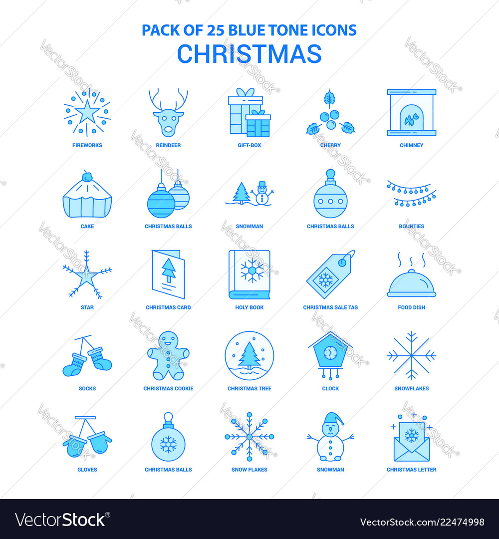 Weihnachtsblaue Ton-Icon-Pack - 25 Sets