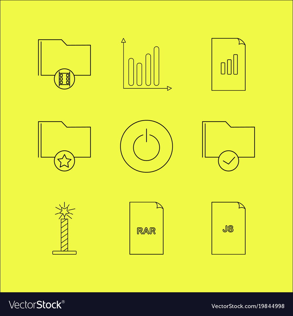 Files and folders linear icon set simple outline