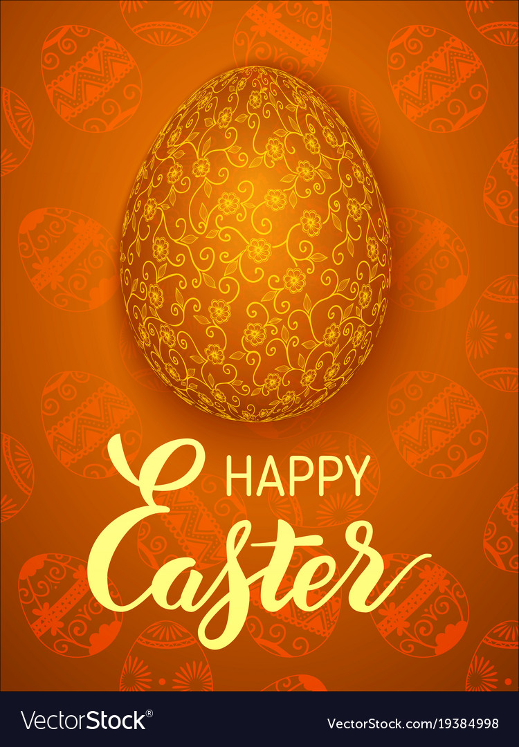 Golden easter egg on a floral background