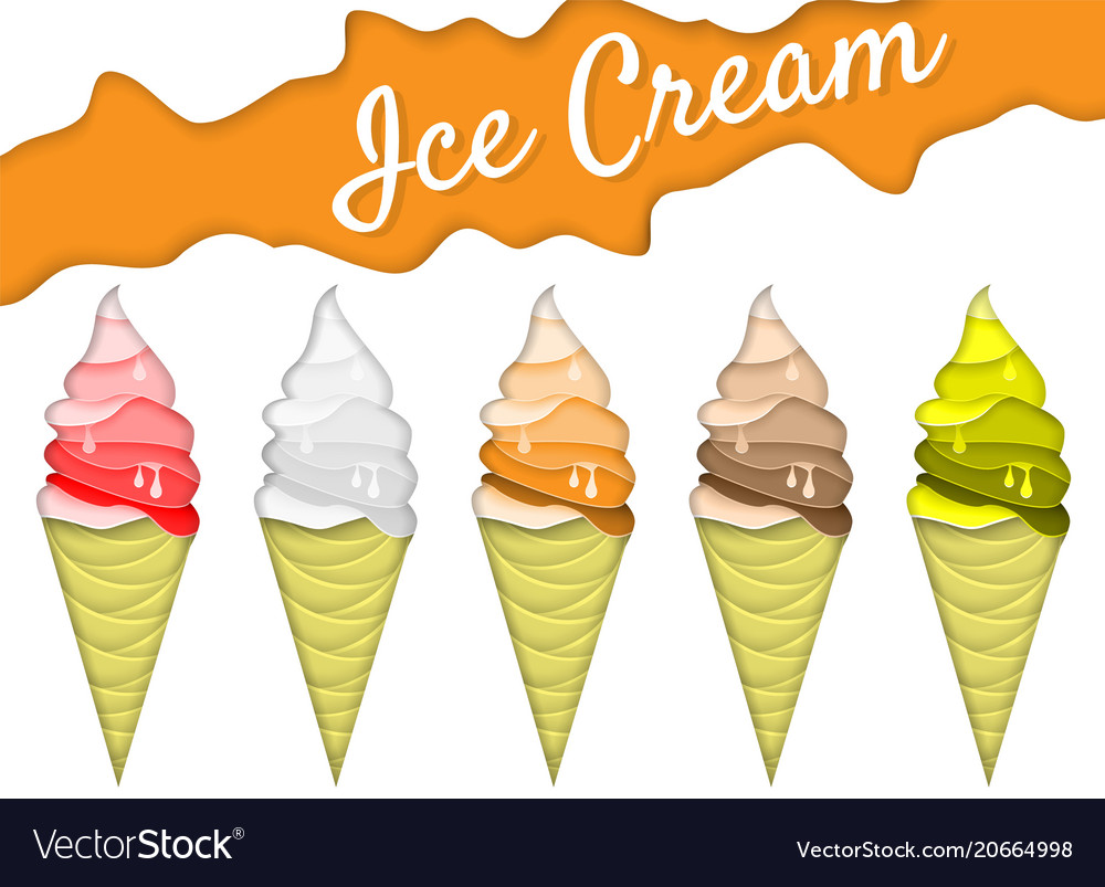 Ice cream cone icon set in Royalty Free Vector Image