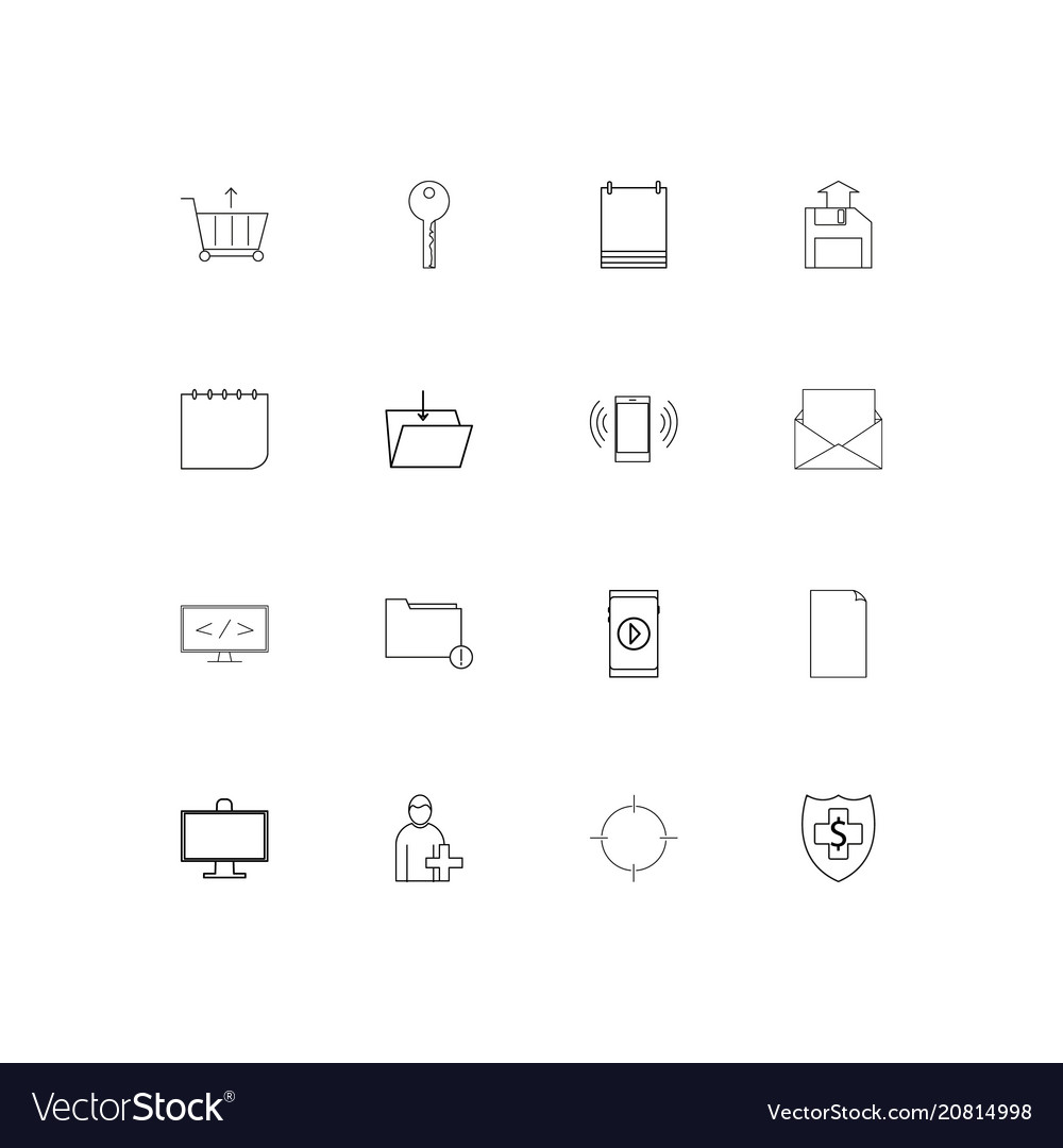 Internet technologies linear thin icons set