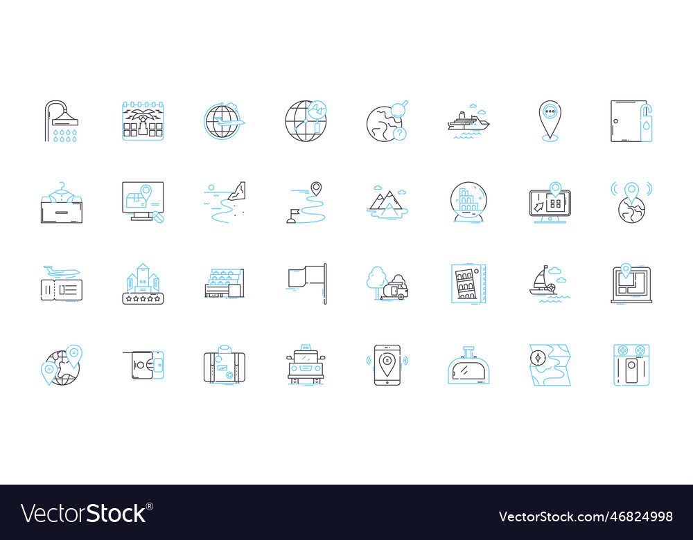 Location markers linear icons set geolocation vector image Location markers linear icons set geolocation