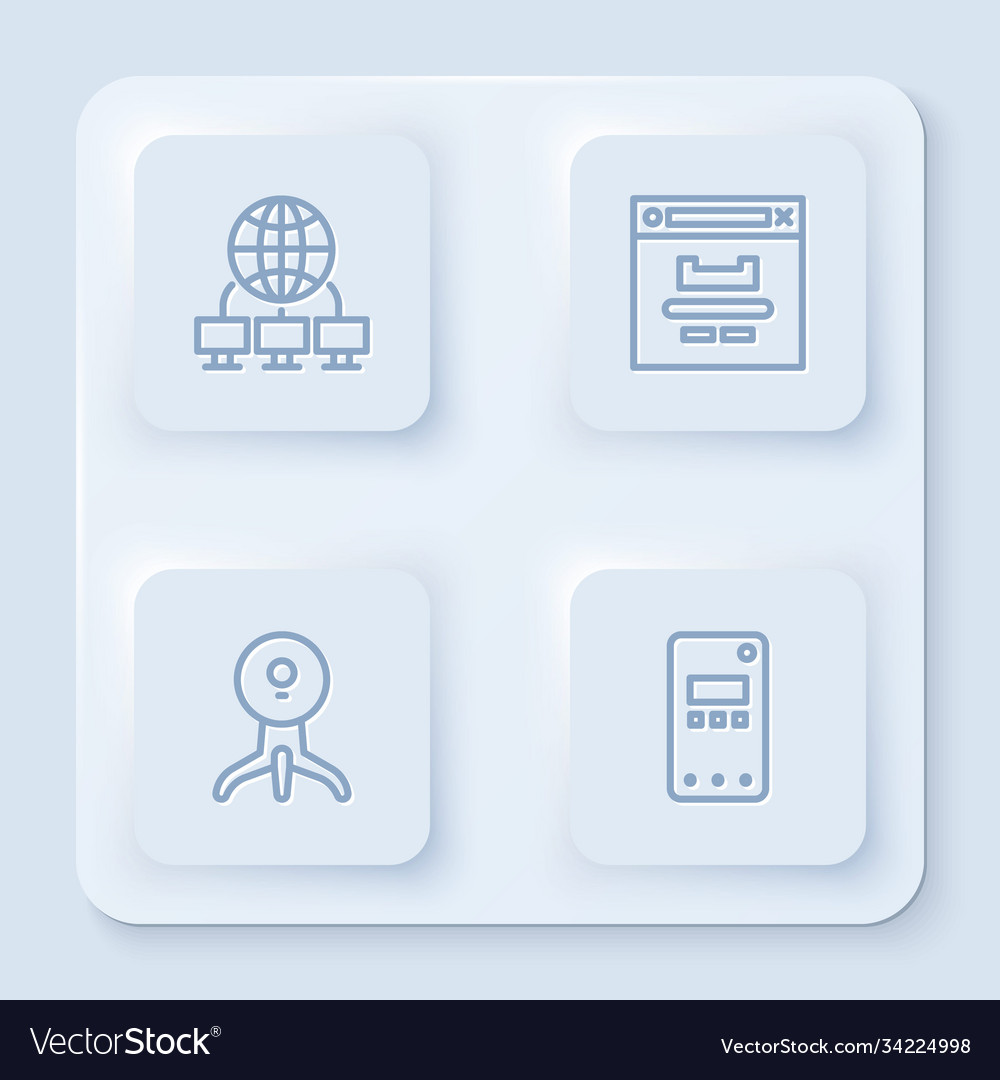 Set line computer network browser window web vector image Set line computer network browser window web