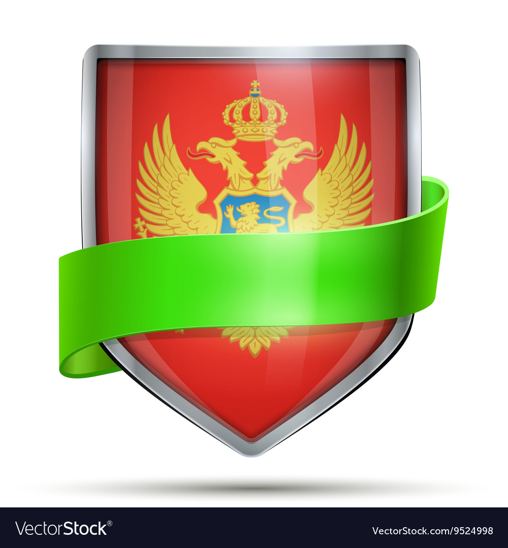 Shield with flag montenegro and ribbon