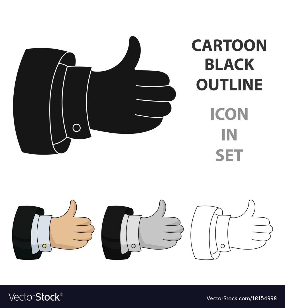 Thumb up icon in cartoon style isolated on white