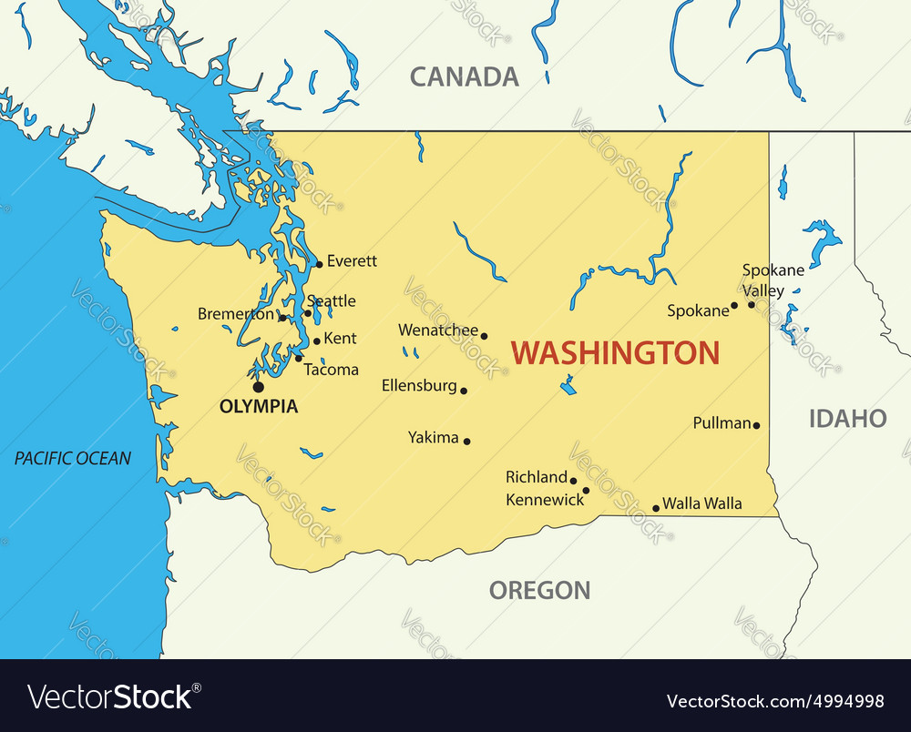 Free Washington State Map Washington state   map Royalty Free Vector Image