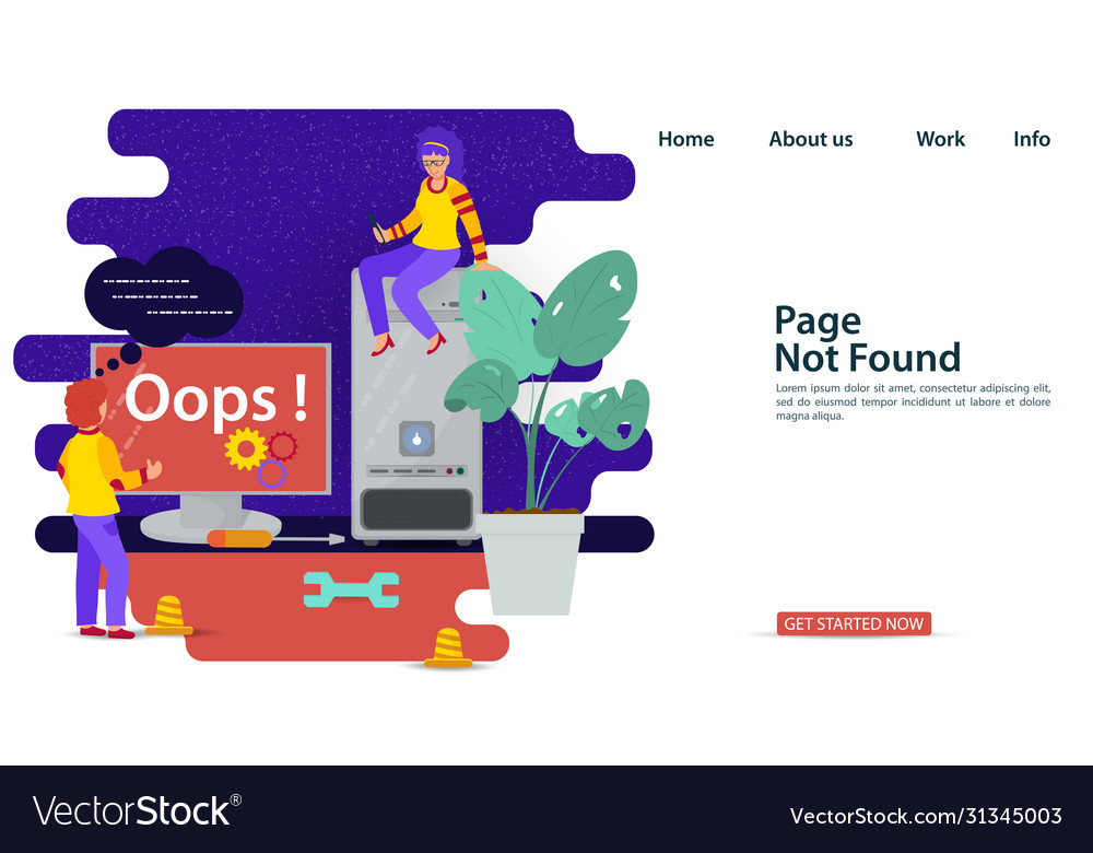 Banner oops 404 error page not found problems vector image Banner oops 404 error page not found problems