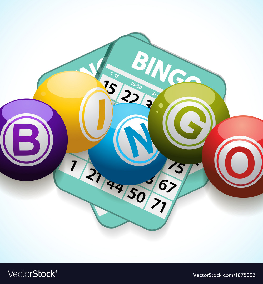 Bingo balls and card on a white background