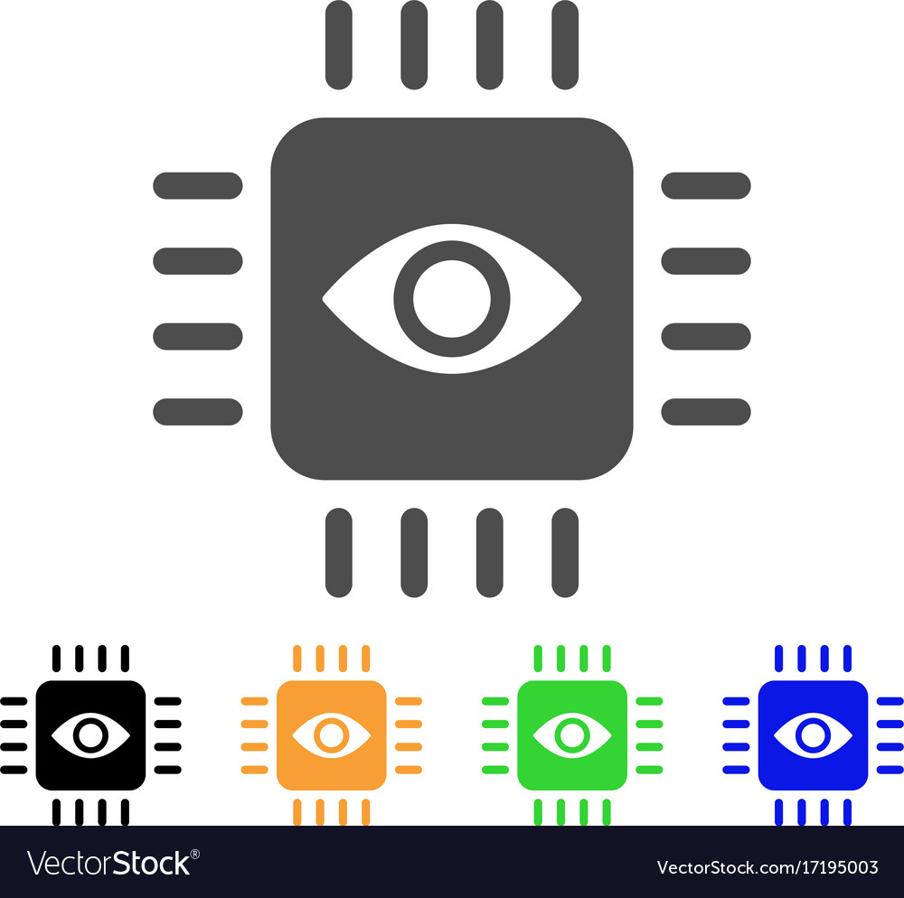 Bionic eye processor flat icon