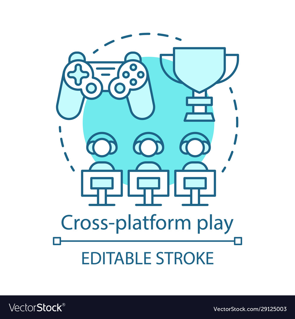 Cross platform play, online gaming concept icon. Server connection, internet  multiplayer idea thin line illustration. Esports, video game competition  Stock Vector Image & Art - Alamy