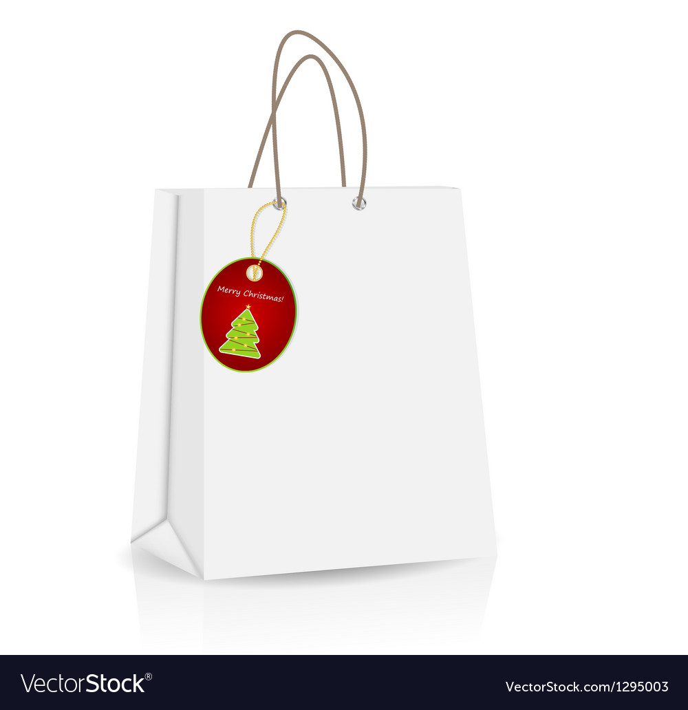 Empty shopping bag with christmas label