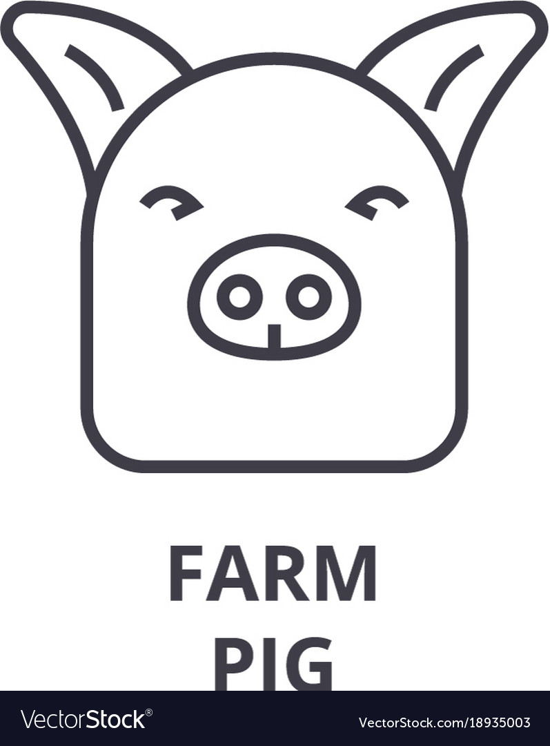 Farm pig line icon outline sign linear symbol