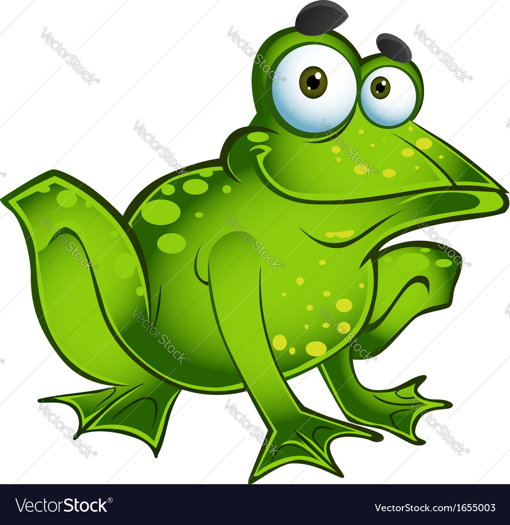 Happy green frog Royalty Free Vector Image - VectorStock