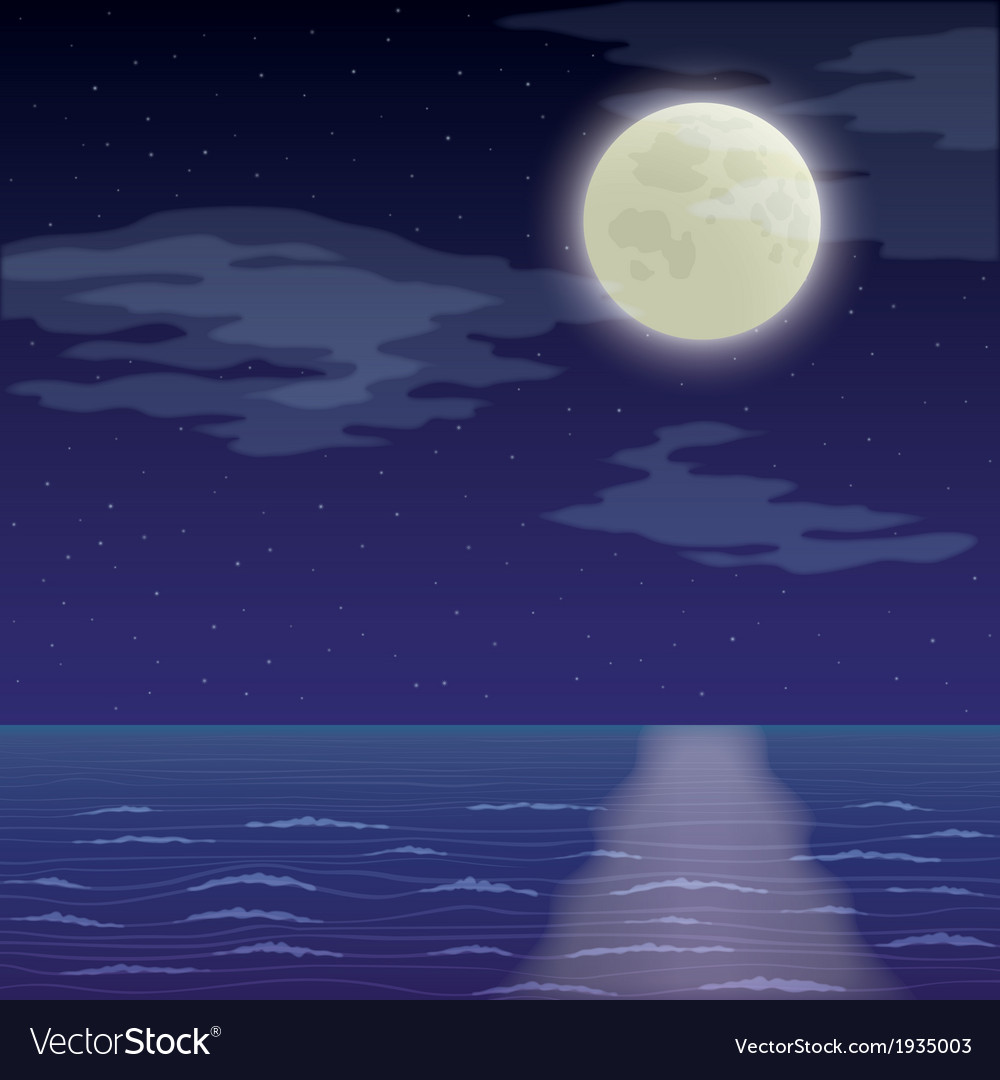 Landscape night sea and sky Royalty Free Vector Image