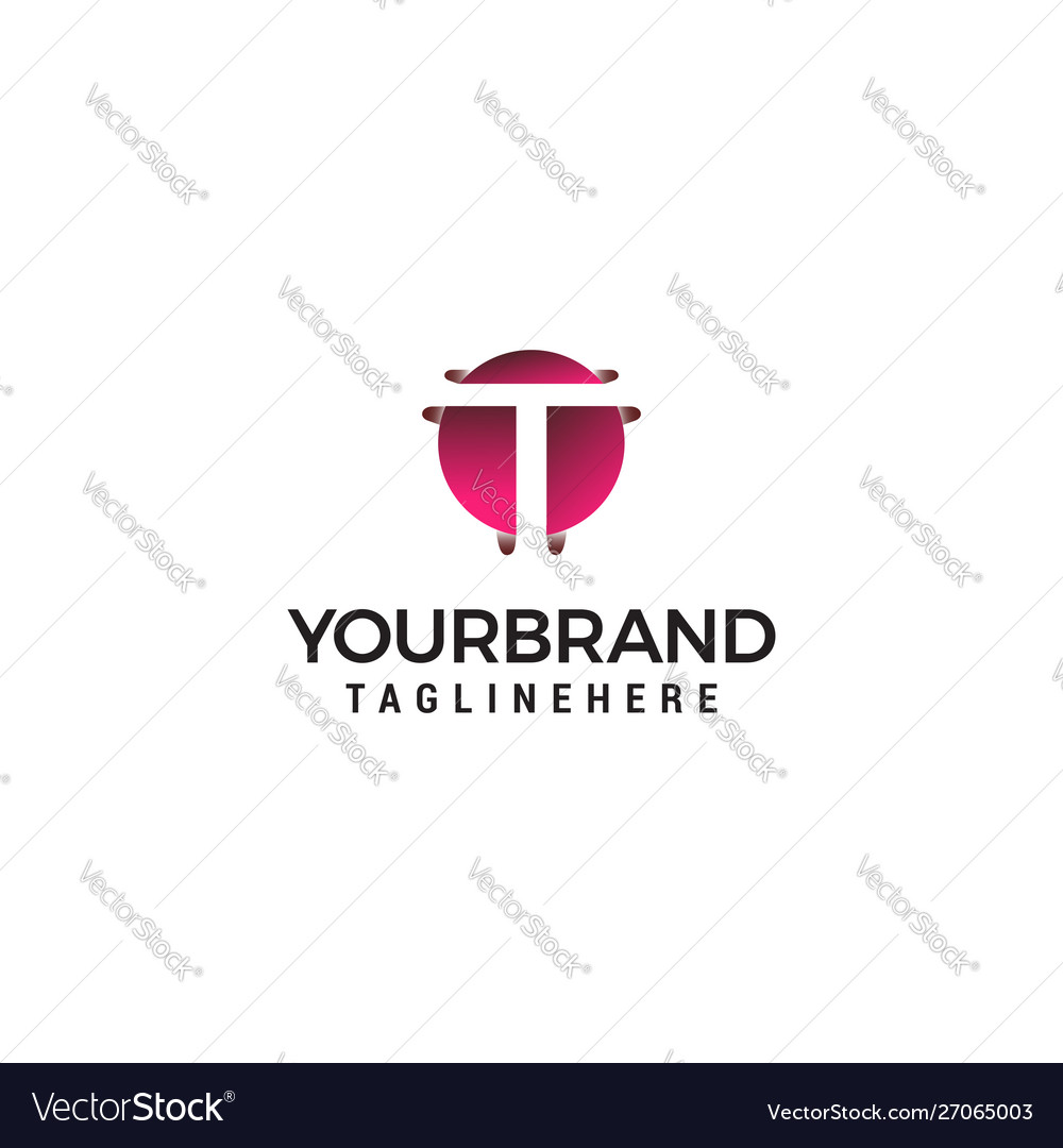 Letter t in circle shape logo design concept