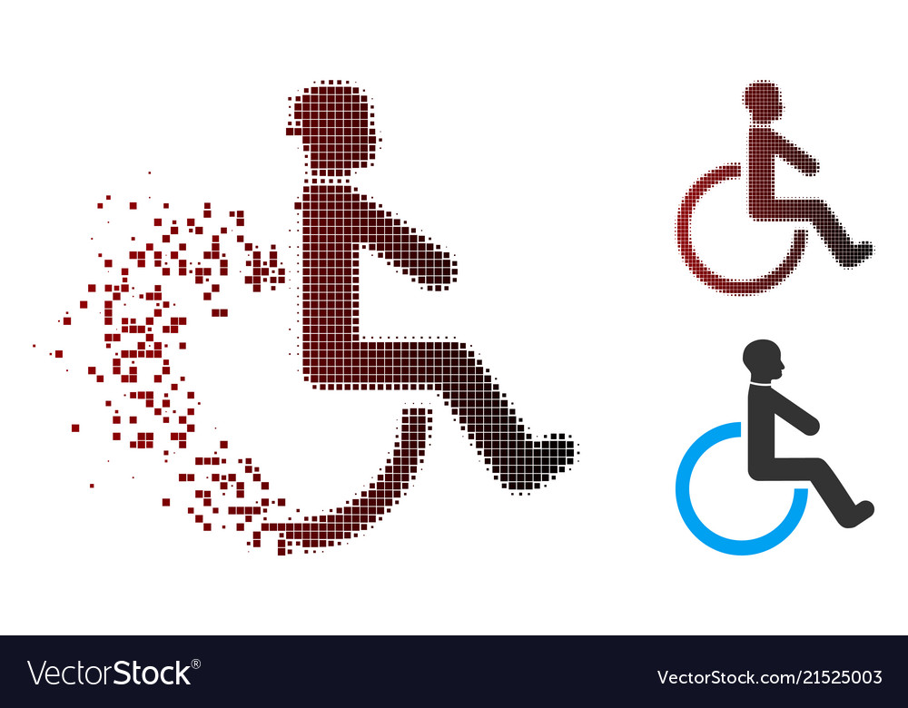 Moving pixel halftone wheelchair icon