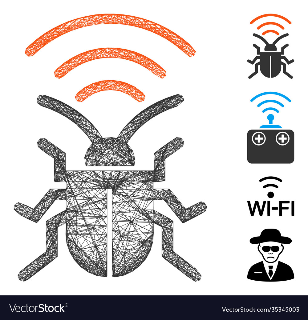 Net radio bug mesh vector image Net radio bug mesh