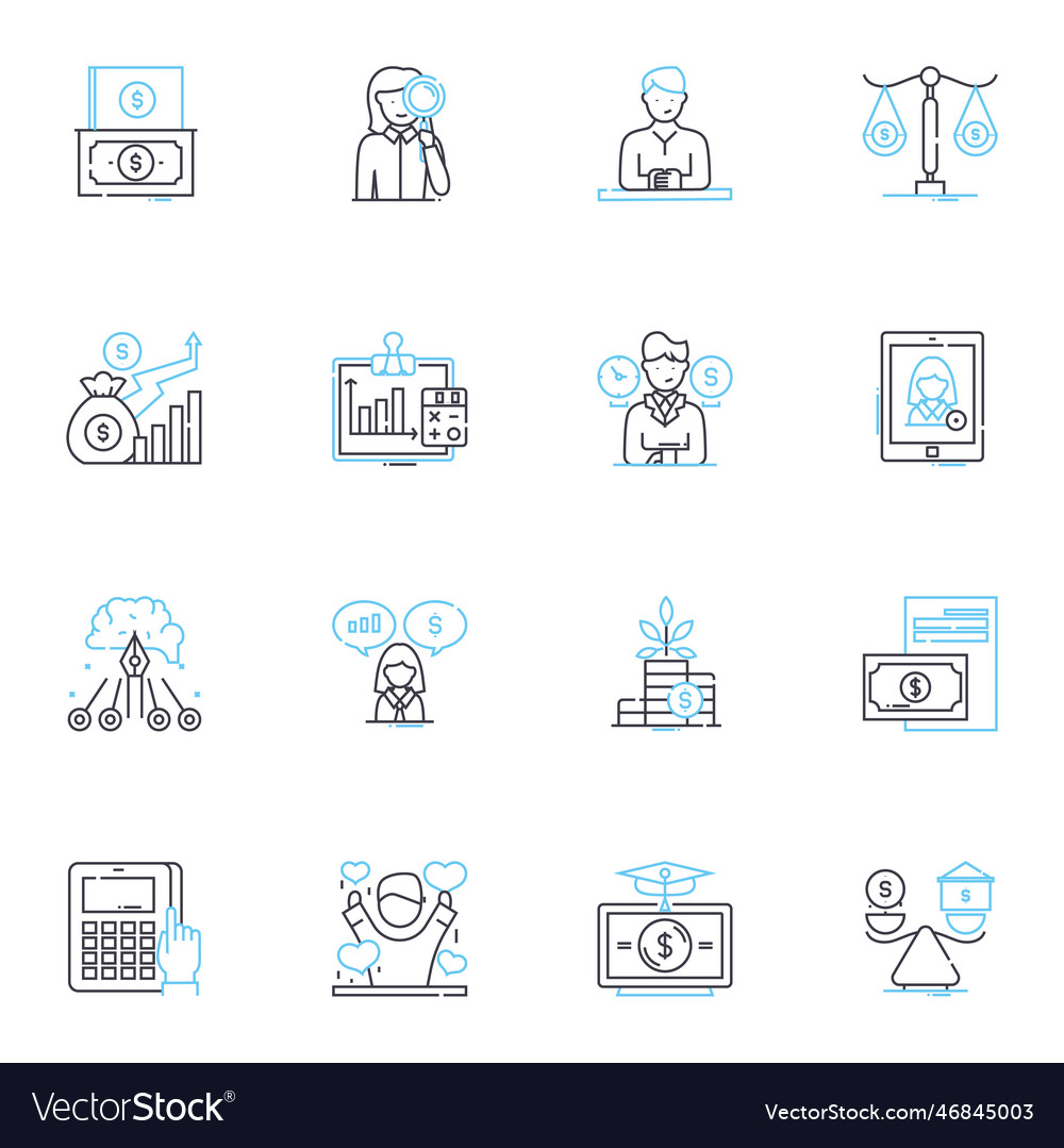 Seed funding linear icons set investment