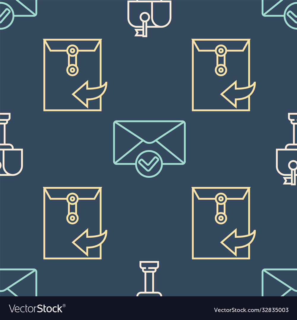 Set line mail box envelope and check vector image Set line mail box envelope and check