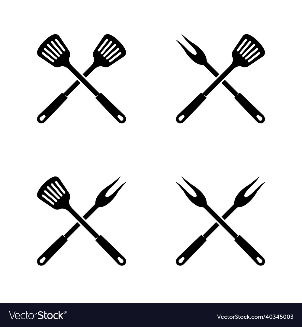 Spatula and fork cross sign icon