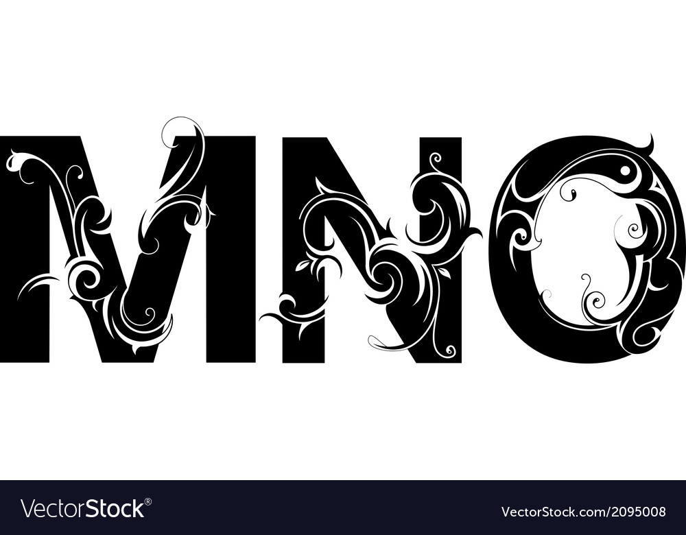 Decorative alphabet letters with floral elements Vector Image