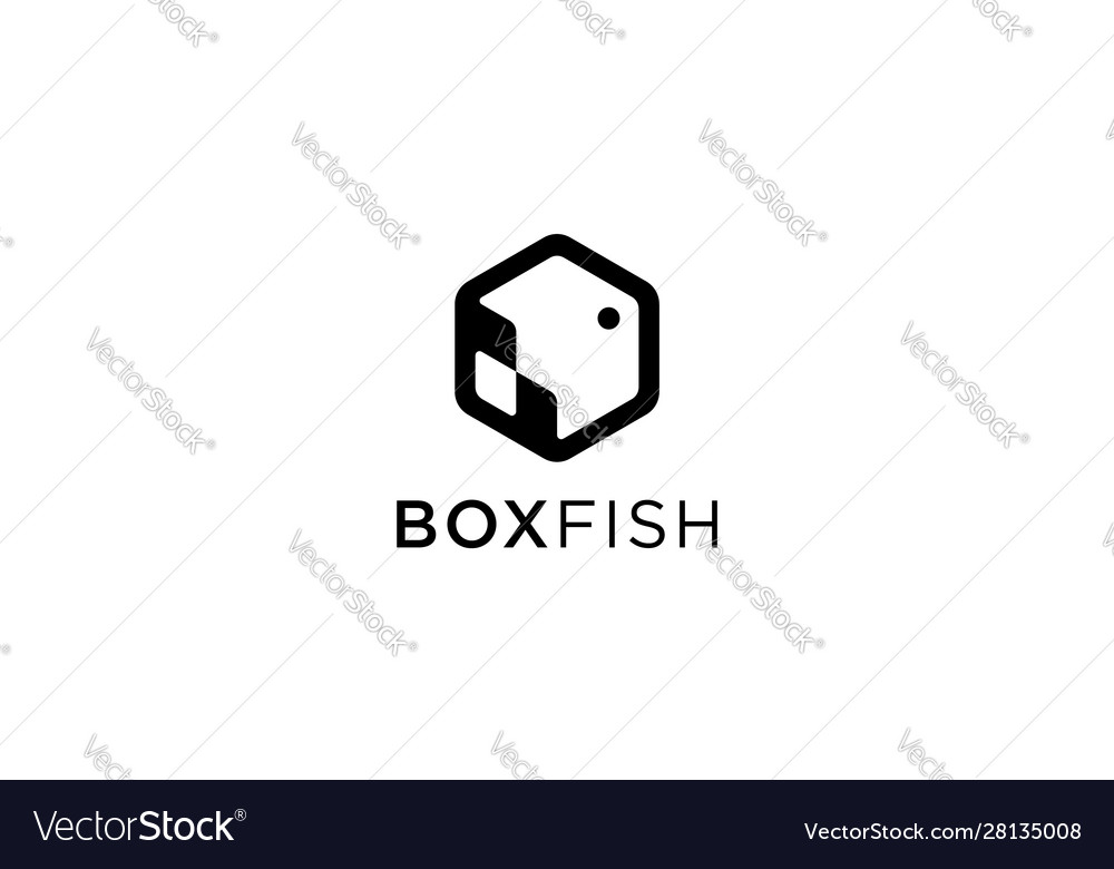 Box und Fisch Logo Design Konzept