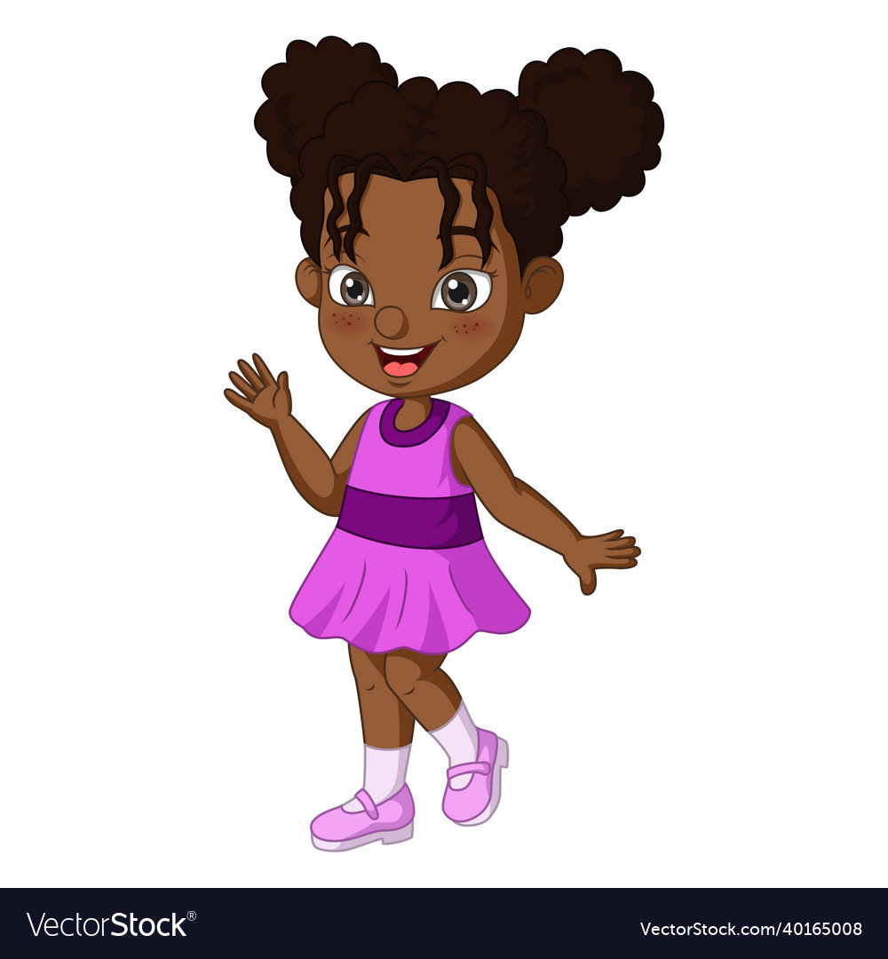 Cute african american girl waving hand Royalty Free Vector