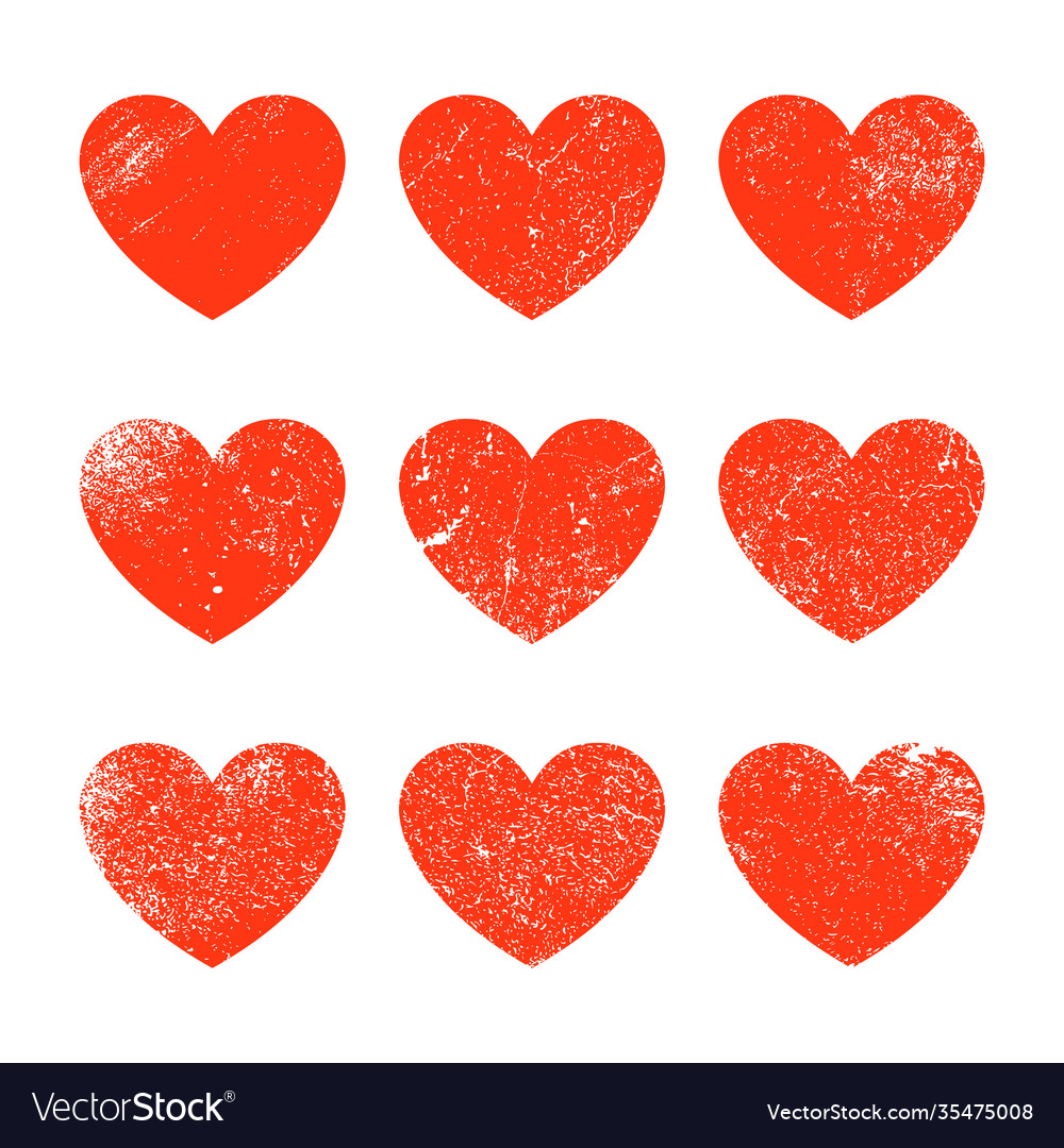 Grunge heart shape red heart vintage brush vector image Grunge heart shape red heart vintage brush