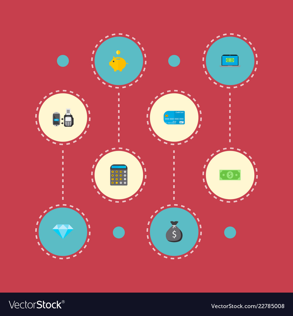 Set finance icons flat style symbols