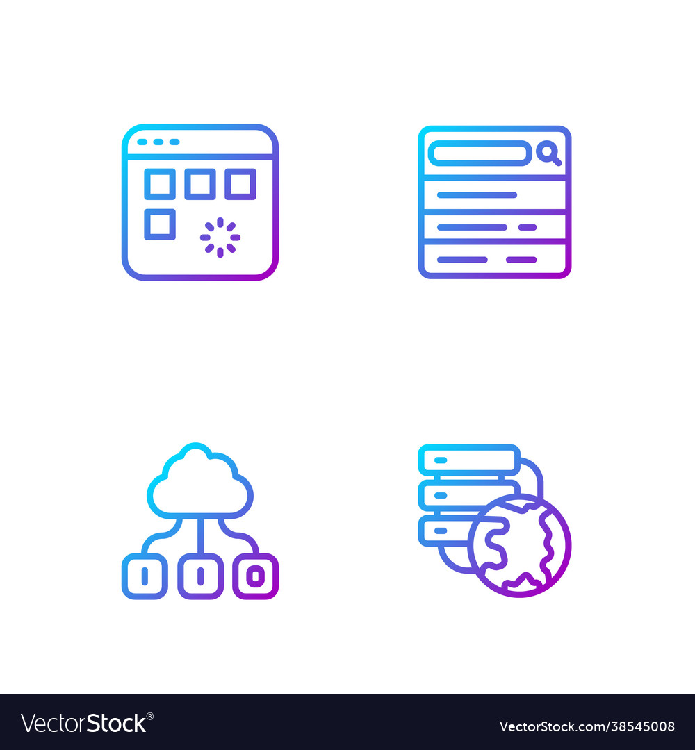 Set line network cloud connection vector image Set line network cloud connection