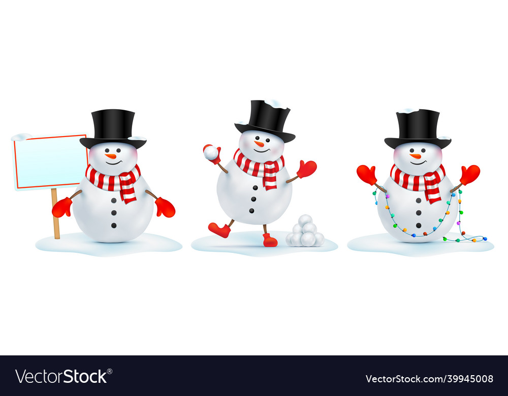 Snowman Charakter mit verschiedenen Objekten vector image Snowman Charakter mit verschiedenen Objekten