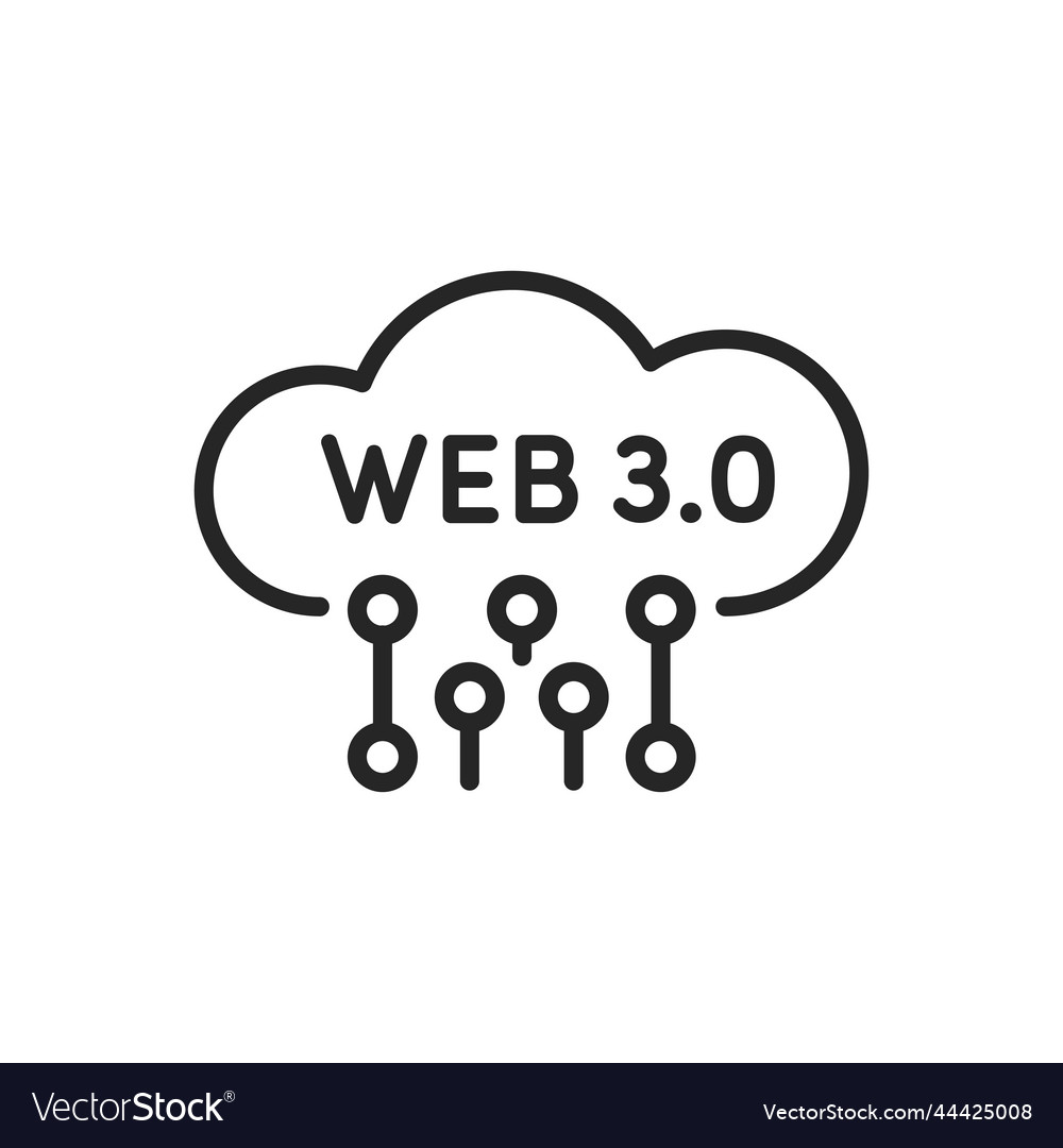 Web 30 line icon with cloud symbol isolated vector image Web 30 line icon with cloud symbol isolated