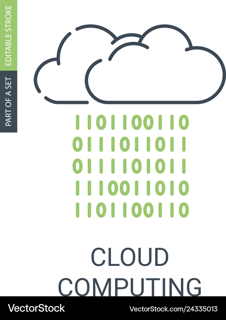Cloud computing icon with outline style Royalty Free Vector