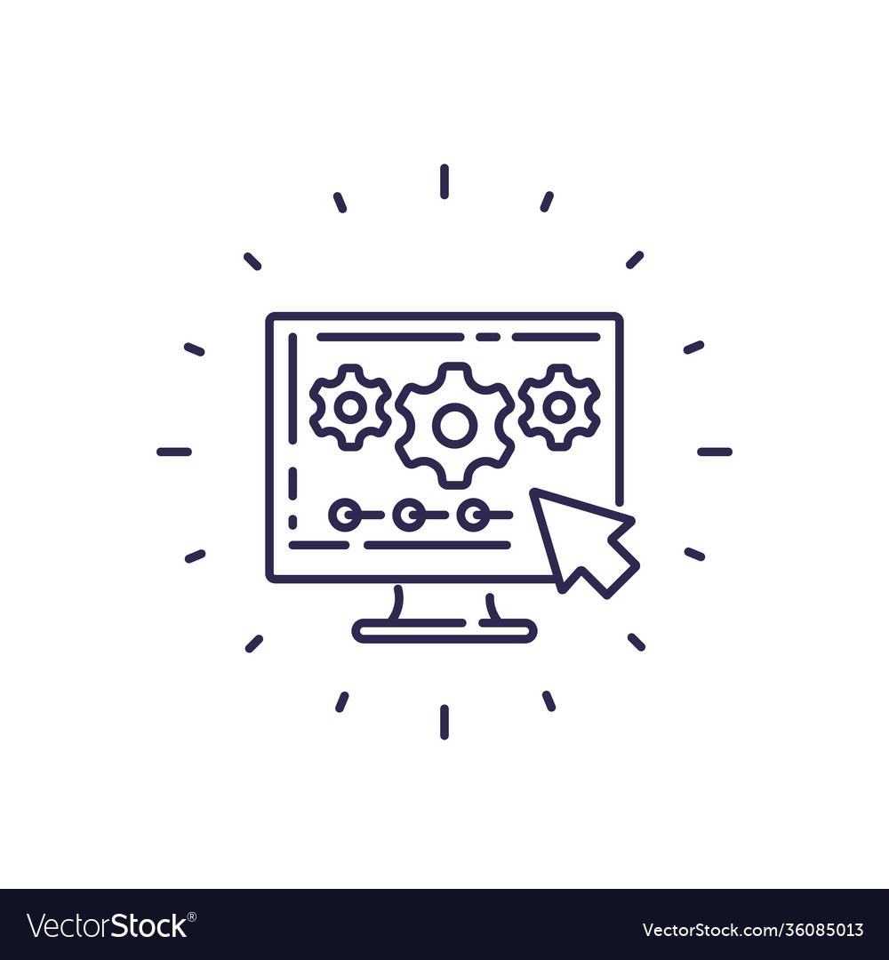 Data processing line icon Royalty Free Vector Image